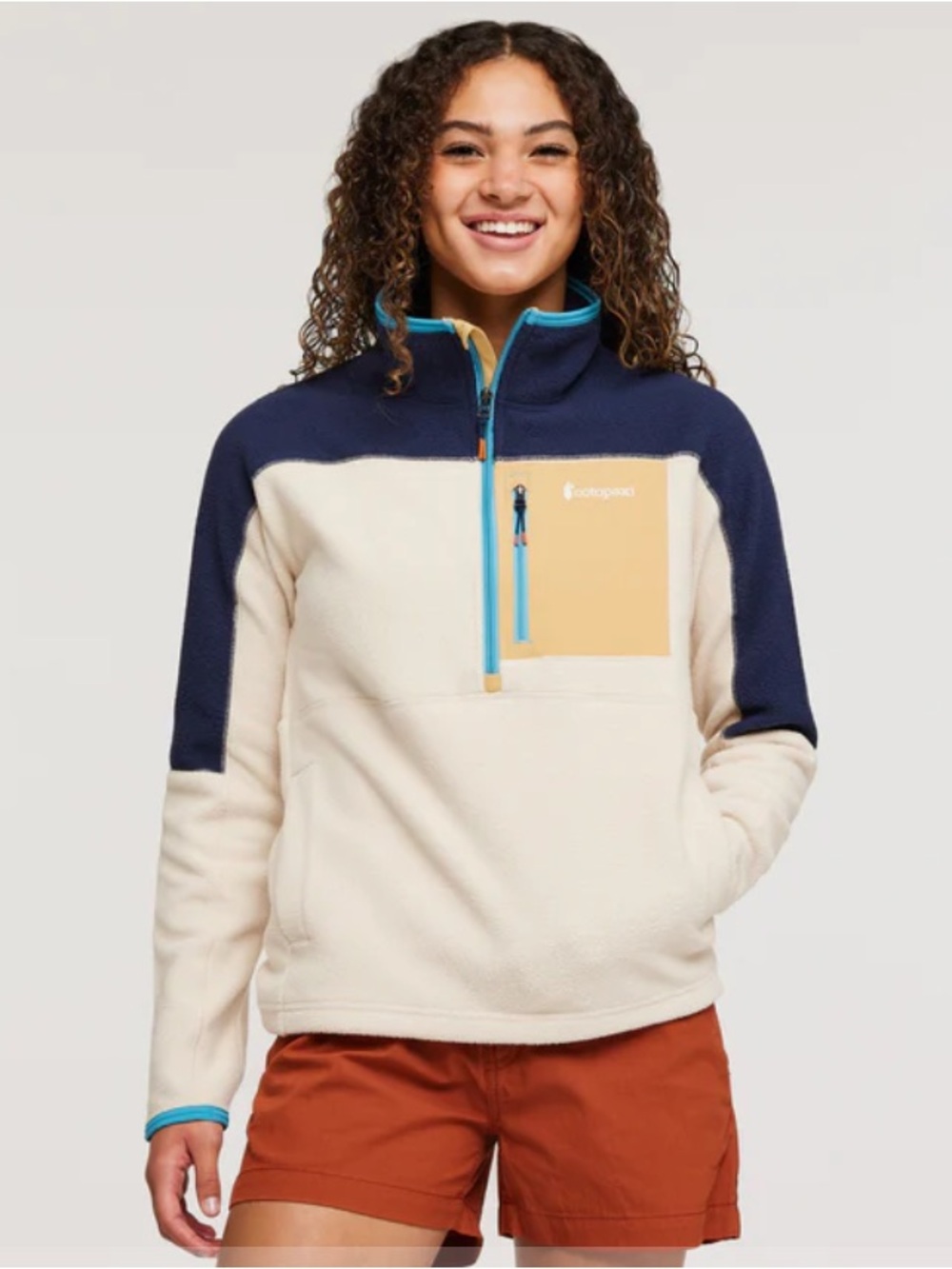 Cotopaxi Abrazo Half-Zip Fleece Jacket-Maritime/Cream-Women Size Small
